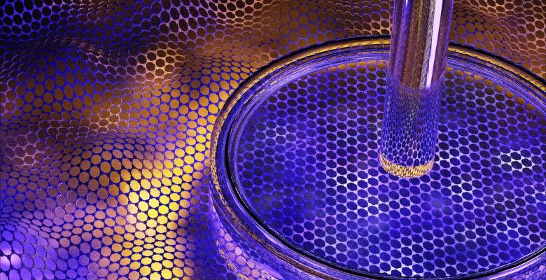 By compressing layers of boron nitride and graphene, researchers were able to enhance the material's band gap, bringing it one step closer to being a viable semiconductor for use in today’s electronic devices. A glass tube hovers overs a petri dish