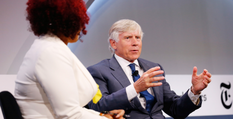 Columbia University president Lee Bollinger speaks on stage