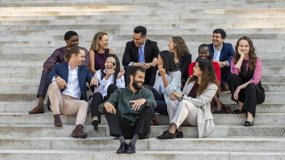 The Obama Foundation Scholars on the steps of Low Library.