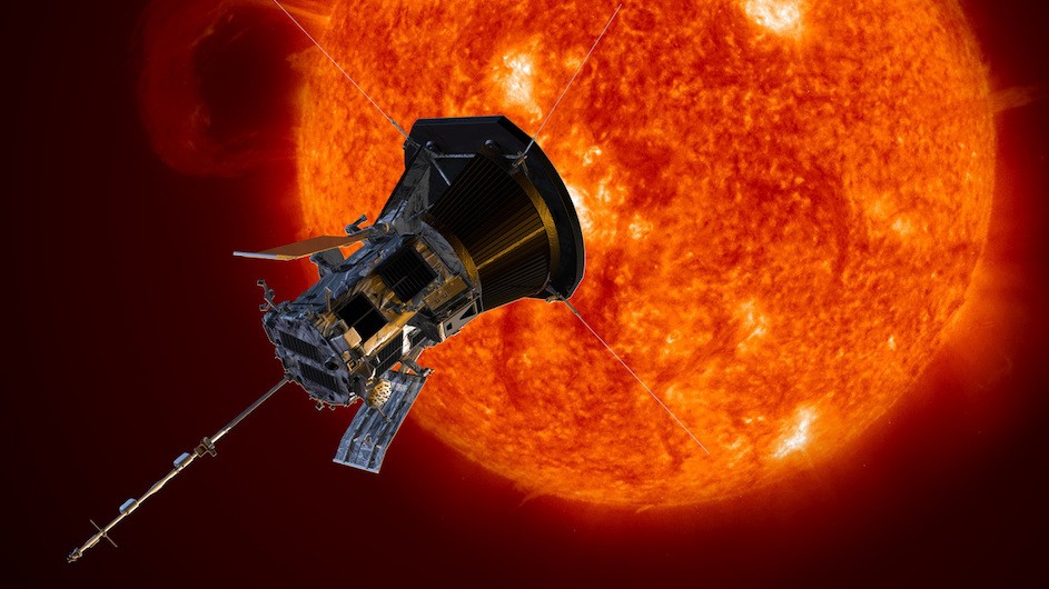 An artist's concept of NASA's Parker Solar Probe observing the Sun.