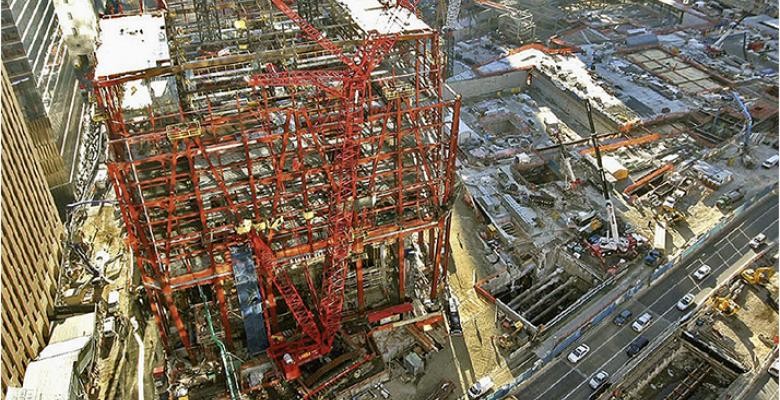 One World Trade Center under construction, at 200 feet above street level (in addition to 60 feet below grade), March 2010. Courtesy of The Port Authority of New York and New Jersey.