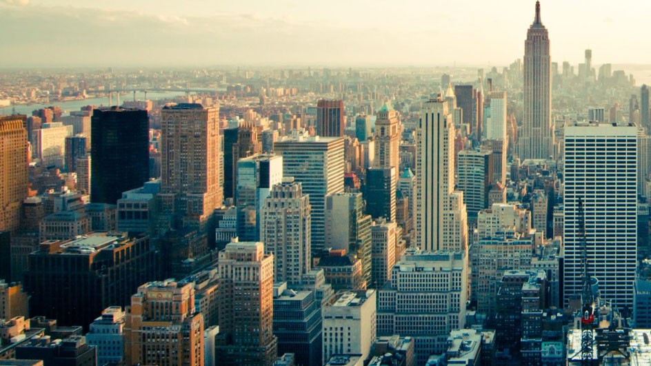 The New York City skyline with the Empire State Building standing out in the top right corner.