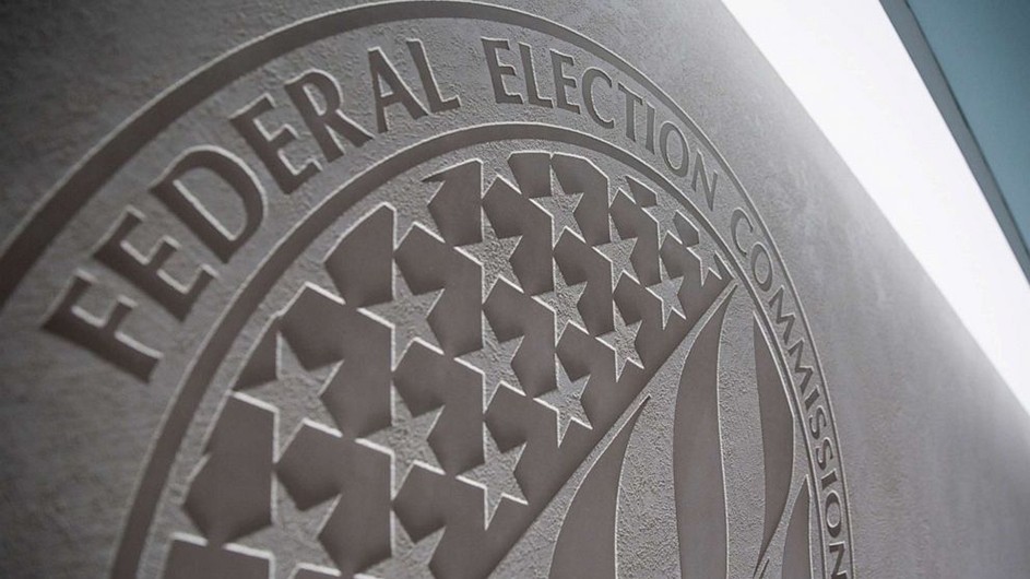Federal Election Commission logo on the wall