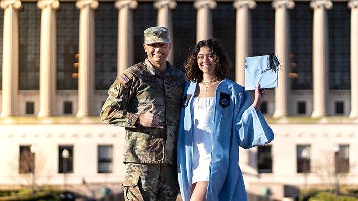 Saj McBurrows and her father Colonel Marvin McBurrows.