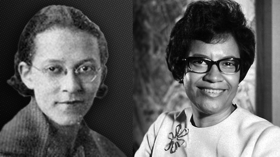 Headshots of two women, both wearing eyeglasses.