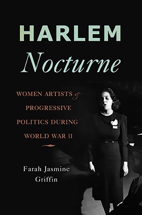 Book cover for Harlem Nocturne, featuring a black and white photo of a professionally dressed woman.
