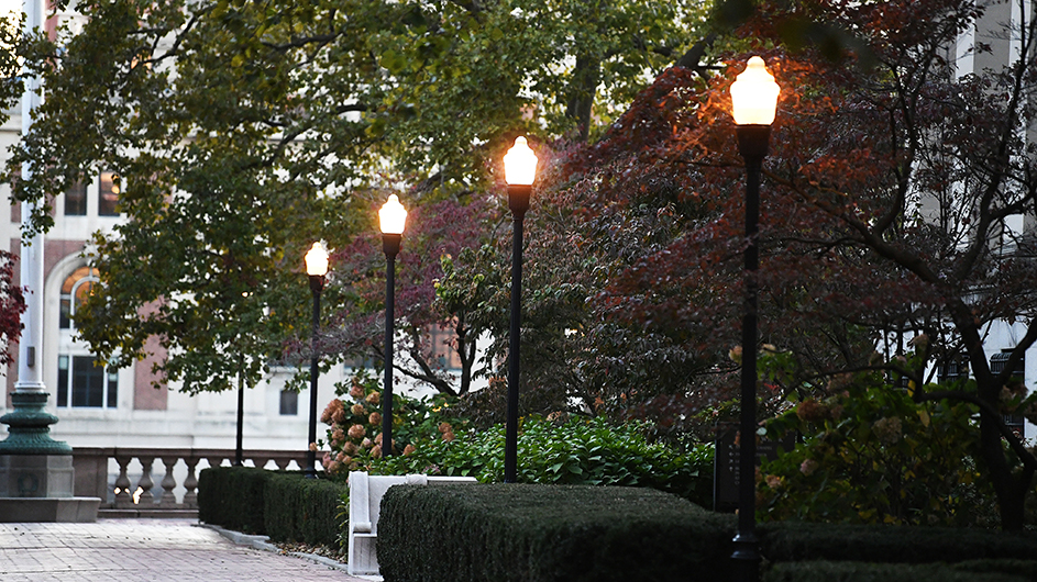 Lights on Morningside campus. 