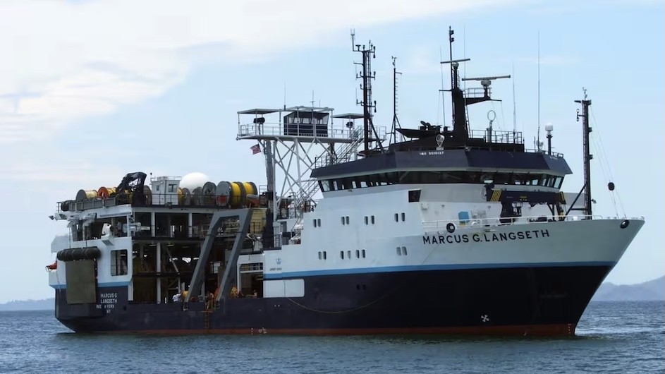 R/V Marcus G. Langseth anchored in the port of Manzanillo, Mexico.