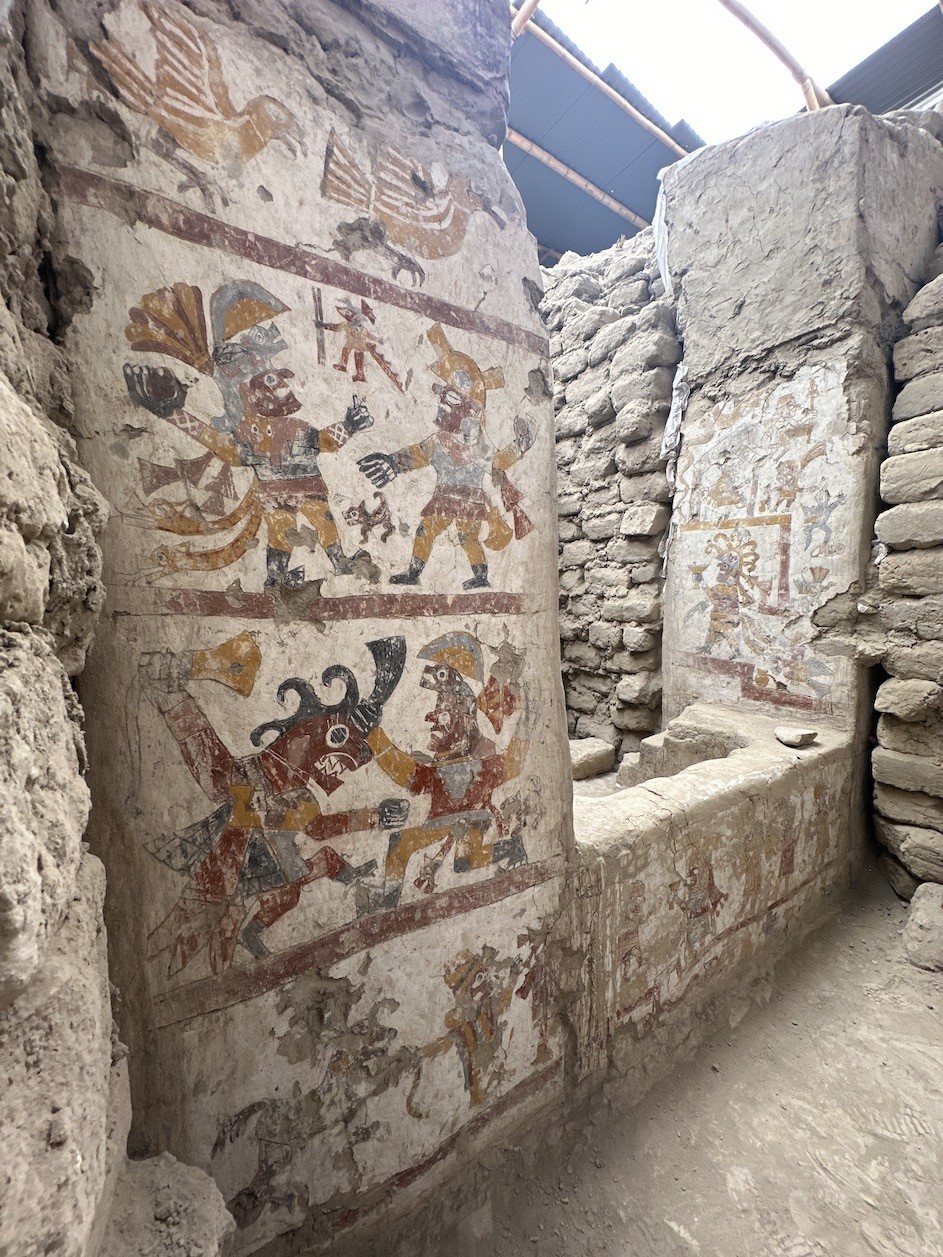 Painted architecture within the Hall of the Moche Imaginary revealed in 2024. Photograph by Lisa Trever Painted architecture within the Hall of the Moche Imaginary revealed in 2024. Photograph by Lisa Trever