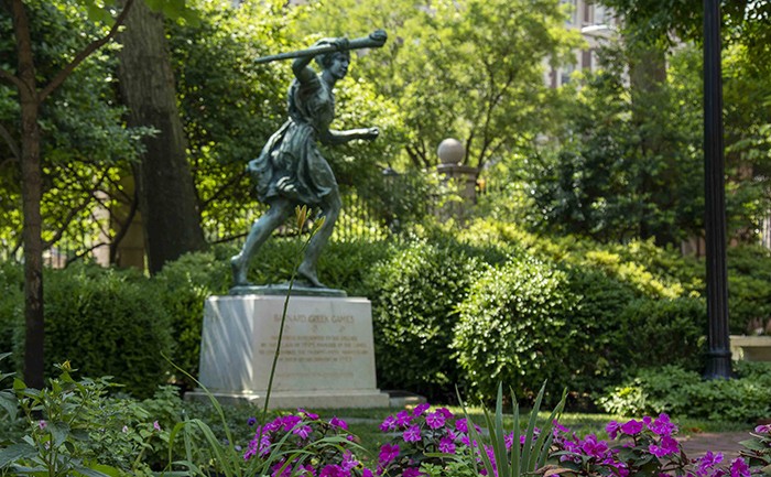 Photo of Barnard Greek Games by Carrie Glasser The greek games statue on Barnard's Campus