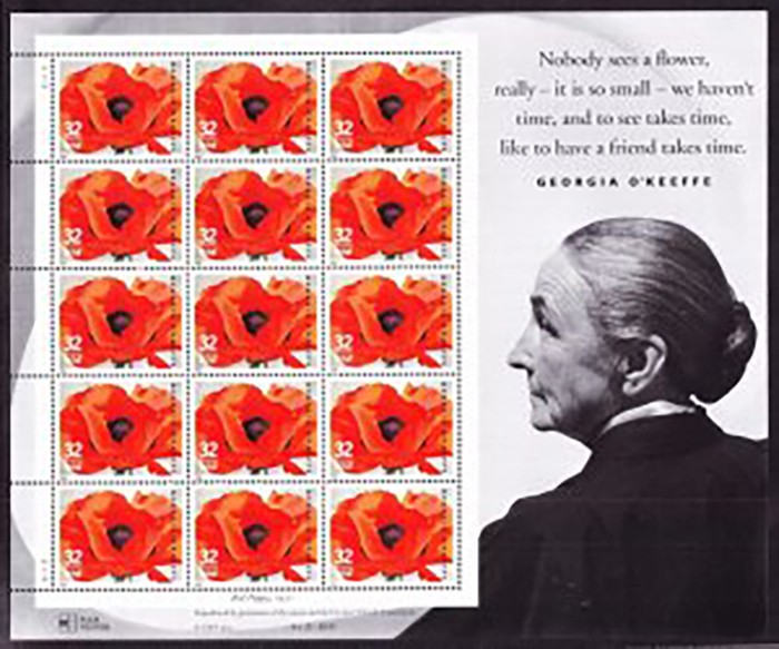 Georgia O'Keeffe's flower stamps.