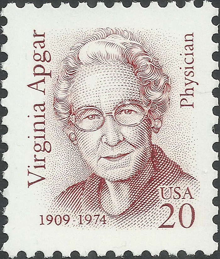 Virginia Apgar on a commemorative stamp