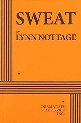 Play cover for Sweat, featuring orange background with horizontal and vertical lines.