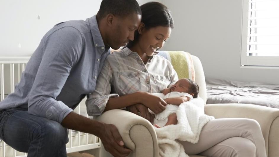 Parents with a baby.