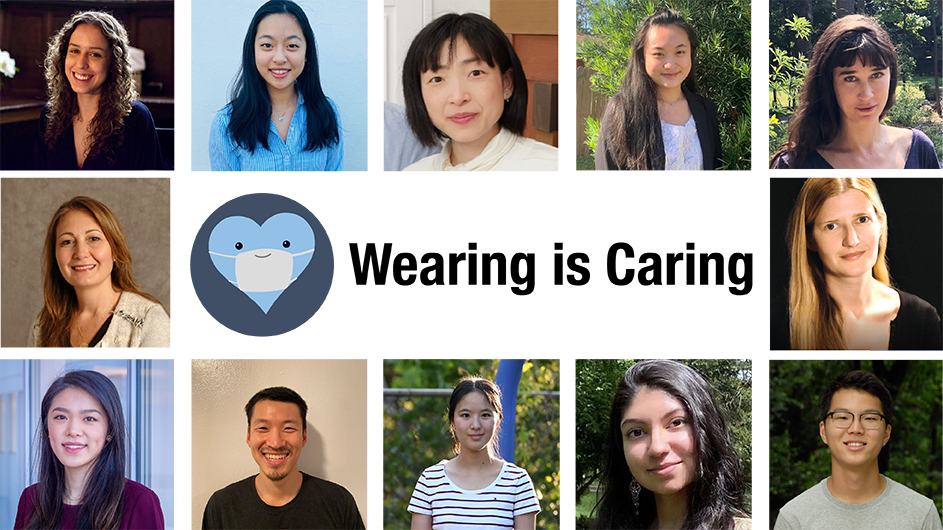 Wearing Is Caring makes use of two powerful tools—scientifically based research and social media–to deliver its message. Image: Elaine Lee a dozen headshots of 12 people, 10 women, two men. Nine of them are Asian American.