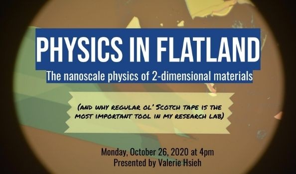Physics in Flatland talk by graduate student Vlaeria Hsieh
