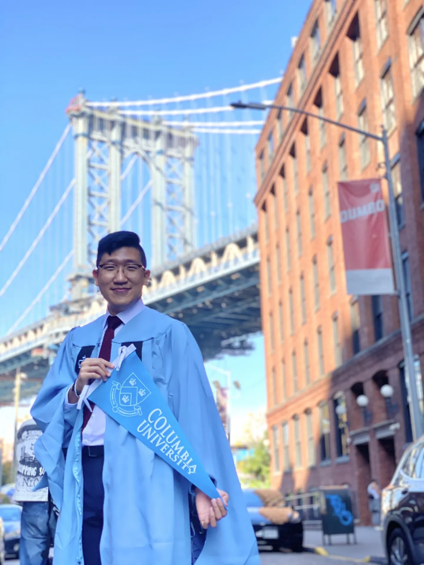 Evan Joo in Columbia Commencemnt regalia