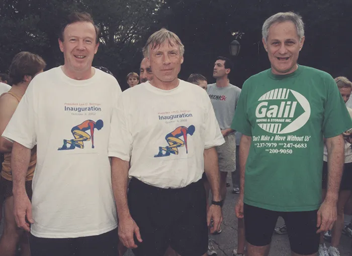 Dean Austin Quigley, President Lee Bollinger, and Dean Zvi Galil. 