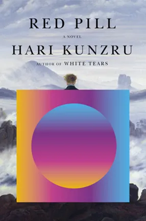 A book cover with clouds and mountains with the words "Red Pill: A Novel"