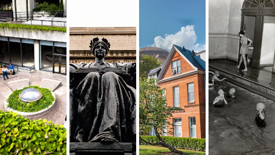 A collage of four secret spots of Columbia University
