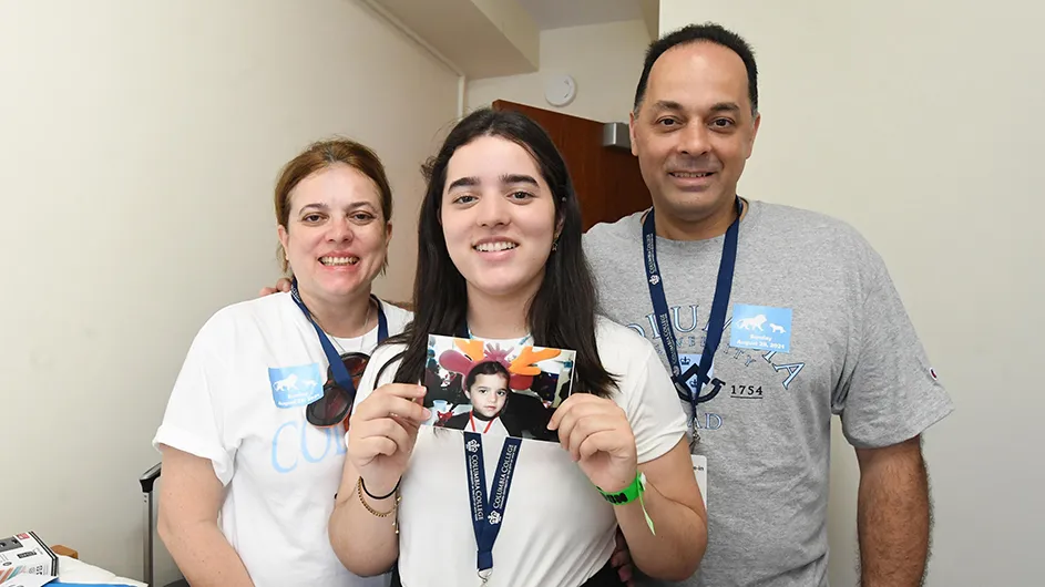 The Paul family from venezuela in a Columbia dorm. 