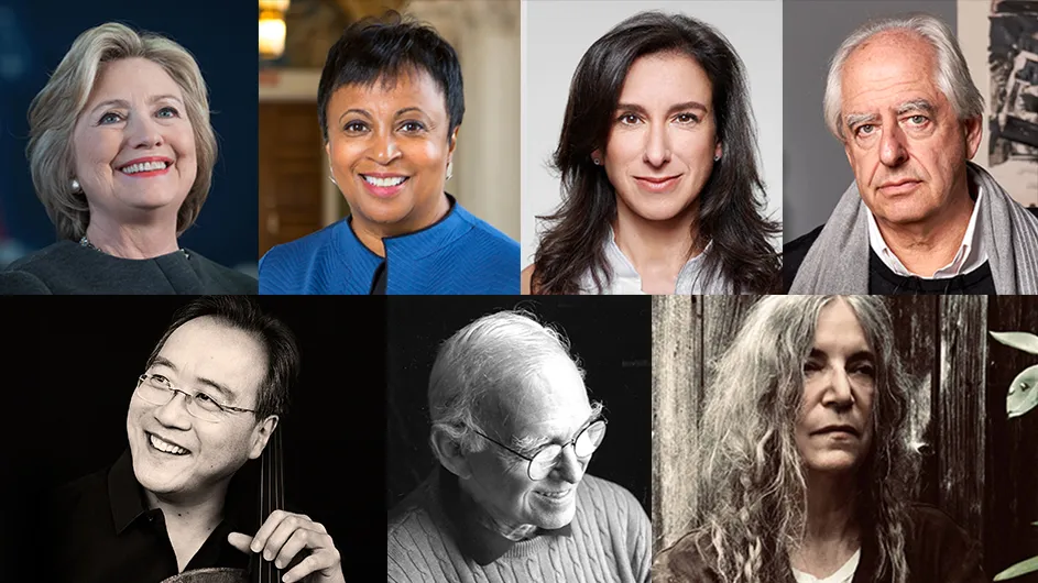 Hillary Rodham Clinton, Carla Hayden, Jodi Kantor, William Kentridge, Yo-Yo Ma, James Polshek, and Patti Smith
