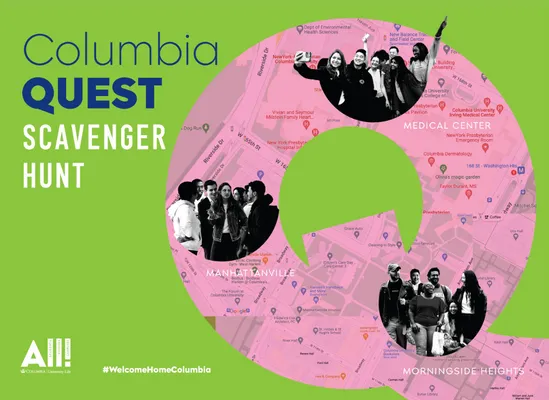 A q on a green background with the words Columbia Quest