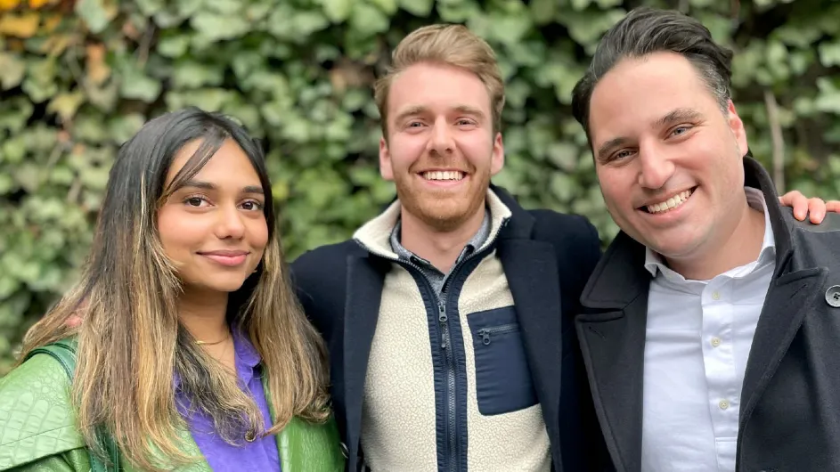 Columbia master's students Aditi Desai, Luke Mairo, and Jeffrey Prosserman.