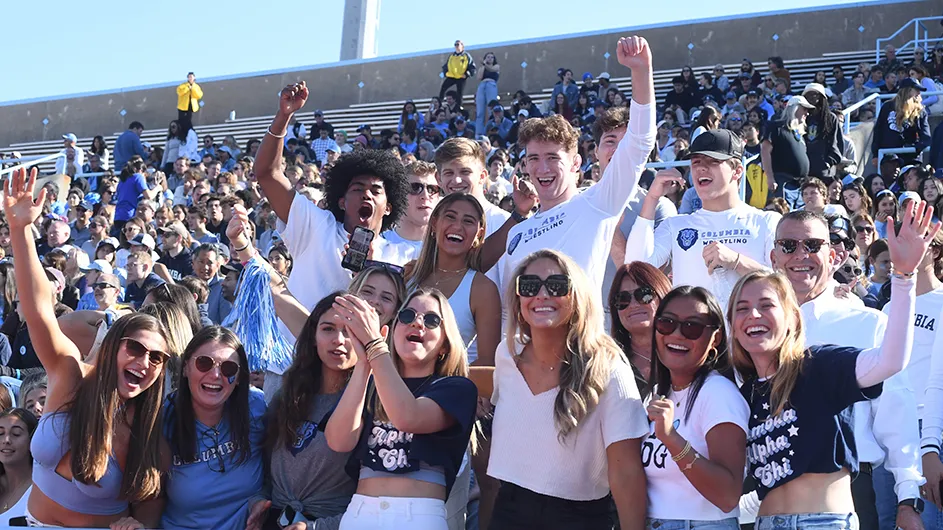 Students rally at Kraft Field at Baker Athletics Complex. 
