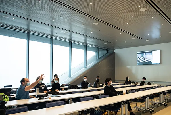 Students in a Columbia Business School lecture hall. 