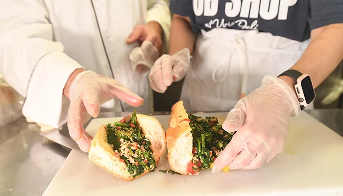 Two sandwiches at the sub shop