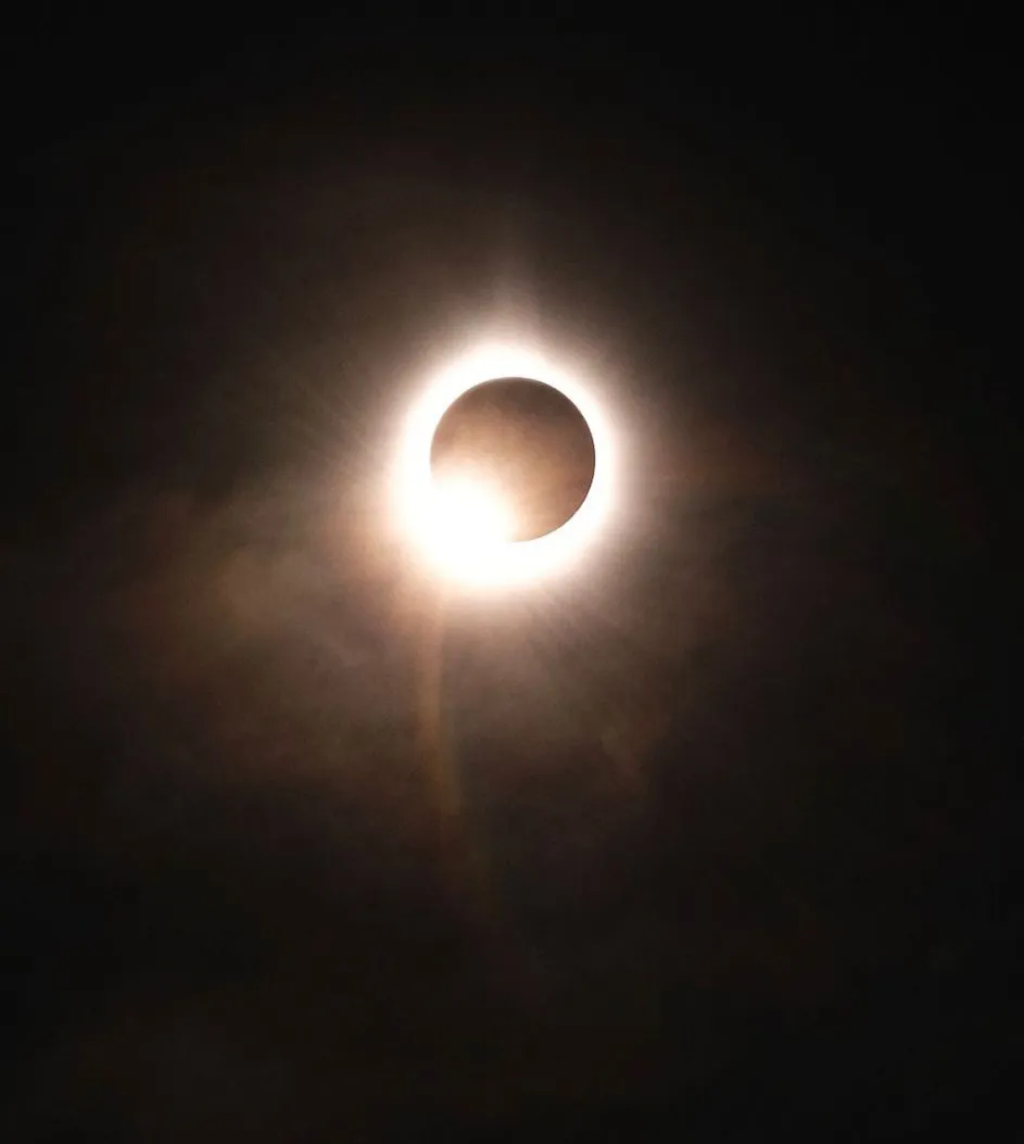 The  "Diamond ring" that appears immediately after totality, seen from St. Johnsbury, Vermont.