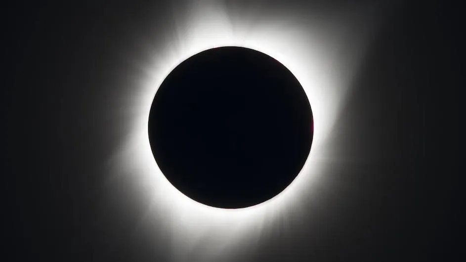 A total solar eclipse as seen above Madras, Oregon, in August 2017.
