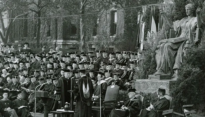 President Dwight D. Eisenhower is installed as Columbia President. 
