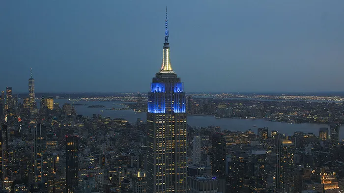 The Empire State Building at dusk. 