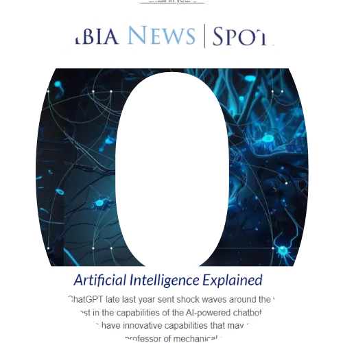 A block letter O with a screenshot of an enewsletter.