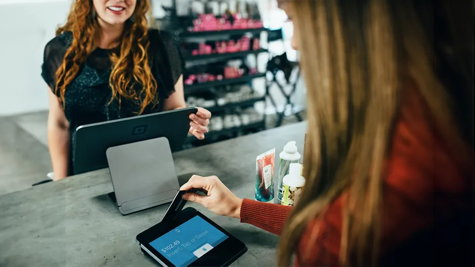 a financial transaction, a customer paying for something