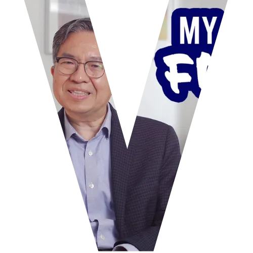 A block letter V with Shih-Fu in it. 