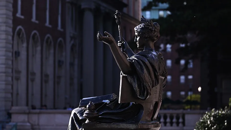 Alma Mater statue as viewed from the side