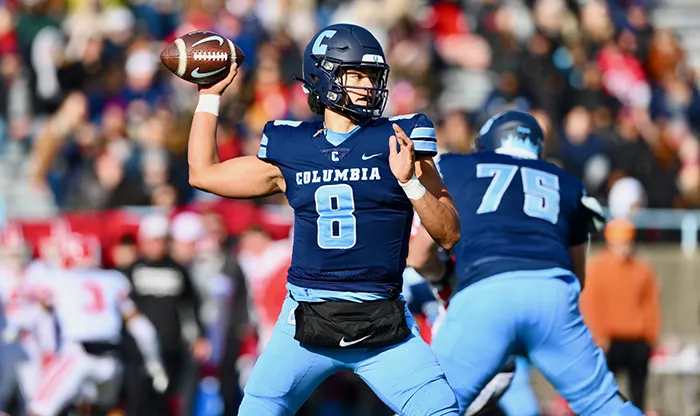 Columbia quarterback drops back to pass.