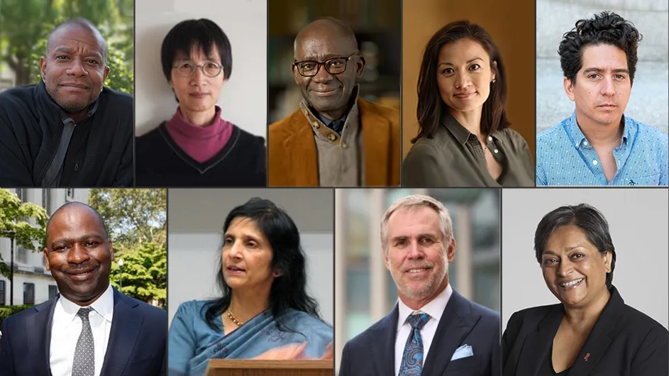 Columbia University professors Paul Beatty, Serena Ng, Mamadou Diouf, Nim Tottenham, Daniel Alarcón, Quarraisha Abdool Karim, Erik Talley, Gauri Viswanathan, and Fredrick Harris.