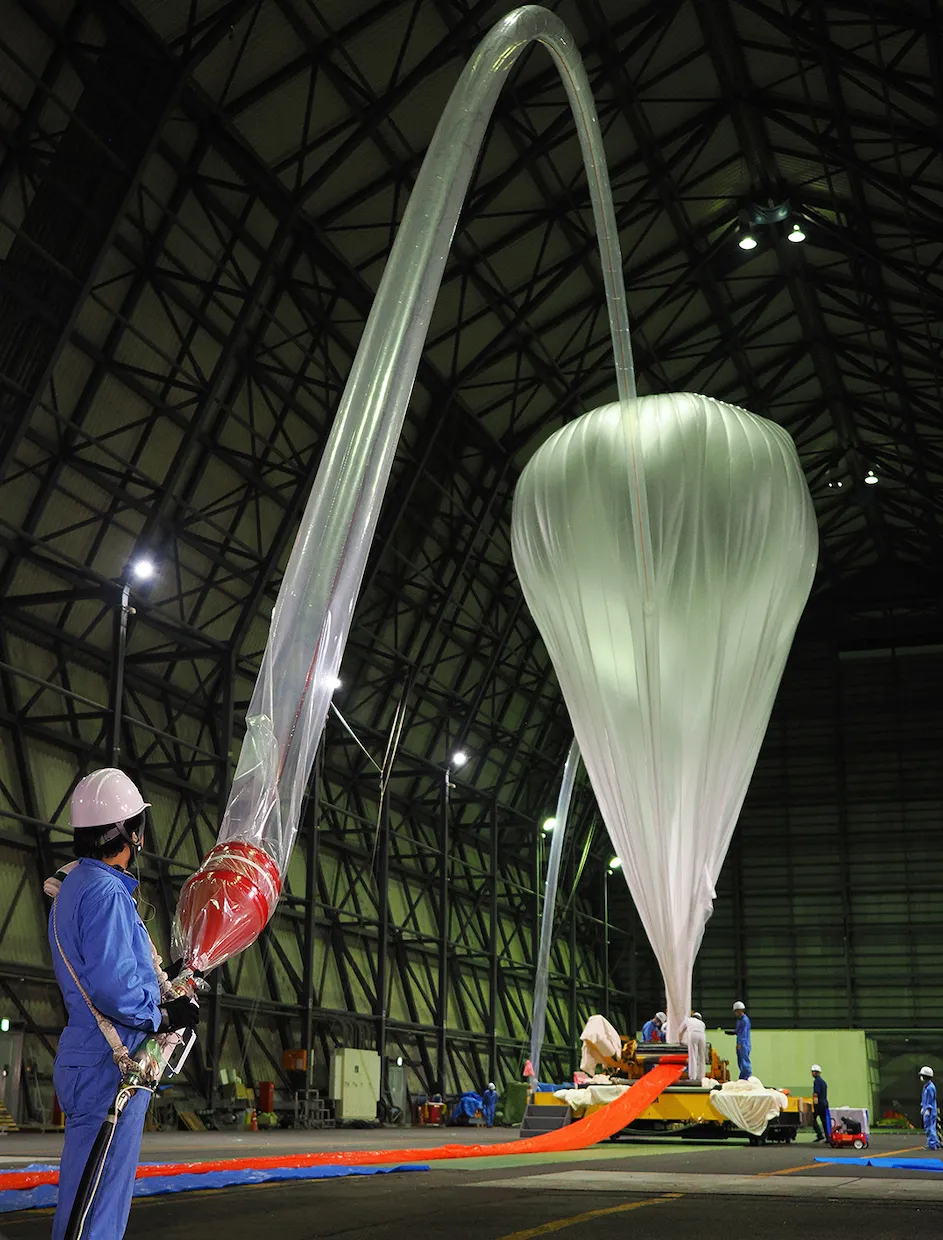 A GRAMS engineering flight from the Japan Aerospace Exploration Agency (JAXA) balloon facility in 2023. (Credit: Japan Aerospace Exploration Agency)