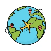 A plane goes around the globe
