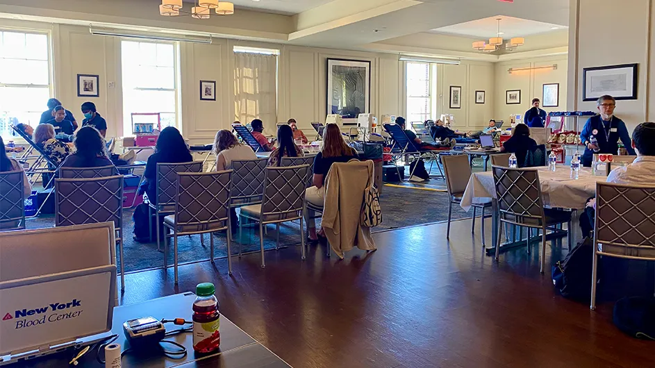 A blood drive at faculty house. 