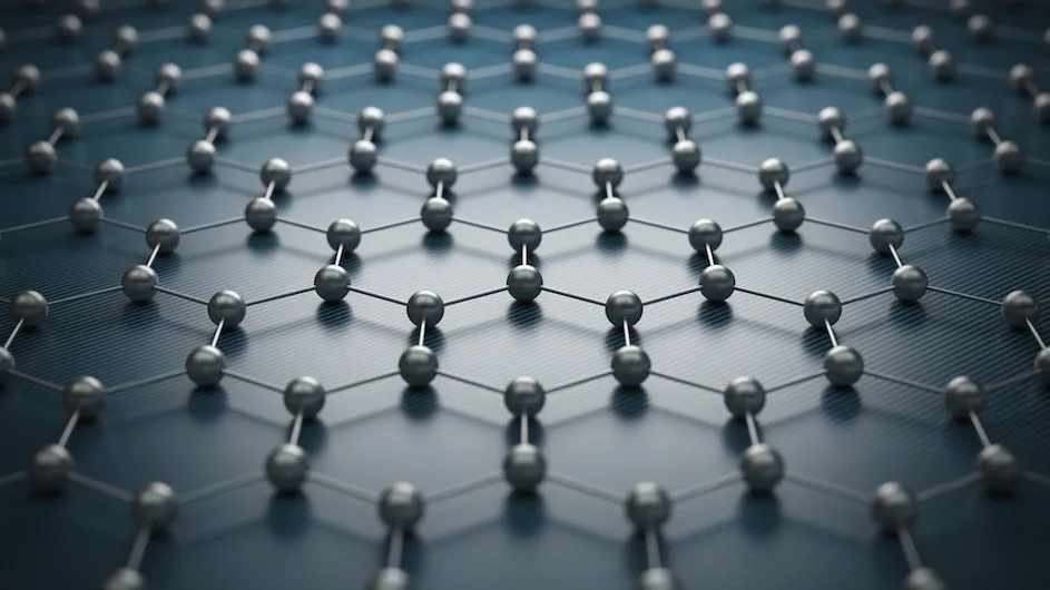An illustration of the atomic structure of graphene, a form of ultra-strong 2D carbon.