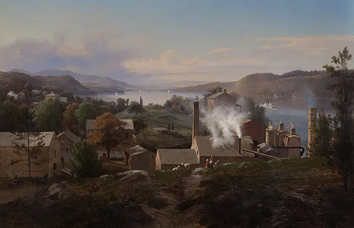 Johann Hermann Carmiencke, Poughkeepsie Iron Works (Bench’s Furnace), 1856. Oil on canvas. Courtesy Yale University Art Gallery, Bequest of Evelyn A. Cummins.