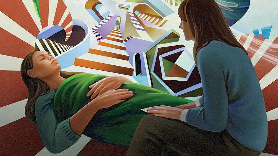 Illustration of a person using psychedelic therapy.