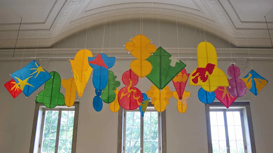 Joan Jonas, It Blew Right in My Ear Like the Wind, 2014. Bamboo, paper, string, and food coloring; Courtesy of the artist and Gladstone Gallery.