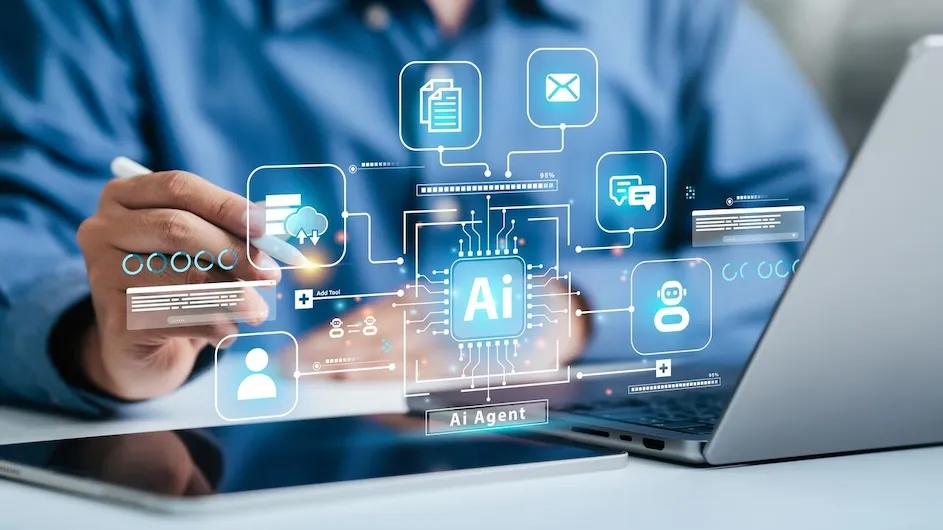 AI and Business. Image shows person at a computer