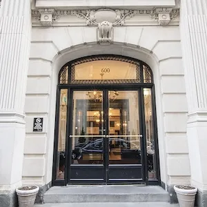 The exterior of Nussbaum Residential Hall, on West 113th Street.